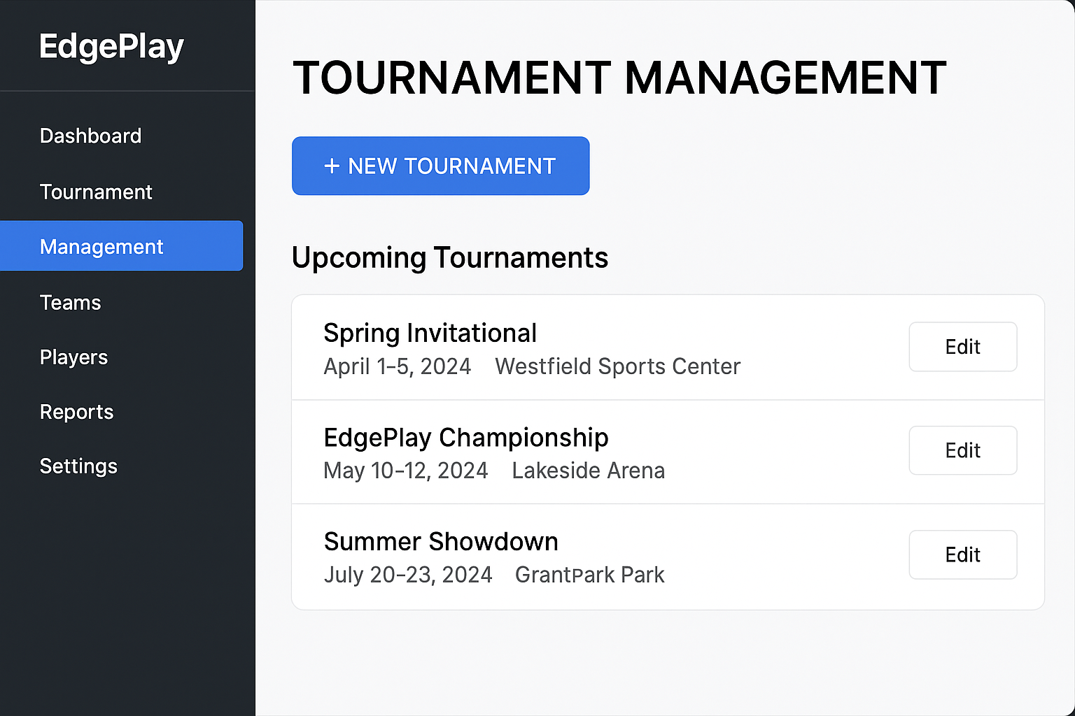 Tournament bracket view